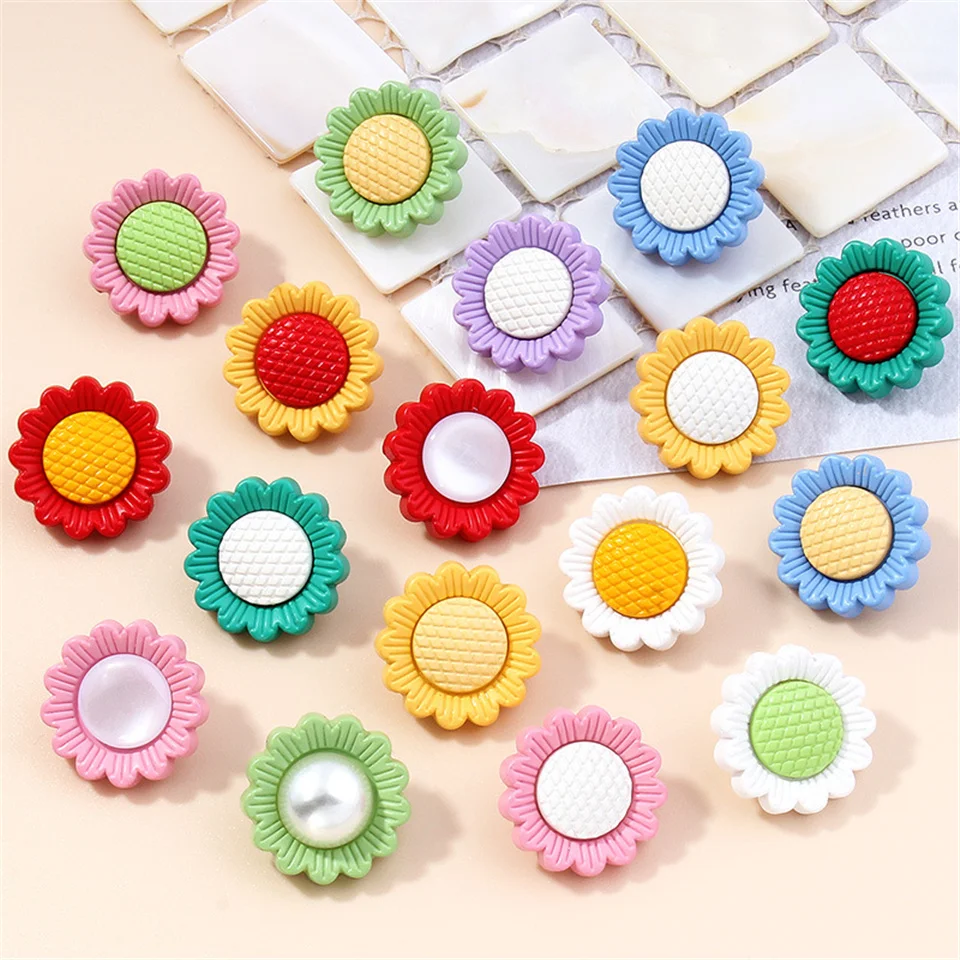 

10PCS/Lot 18mm Children's Clothing Decoration Cartoon Button Flower Colorful Clothing Button Sewing Accessories