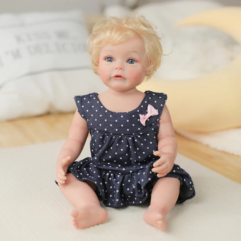 

48CM FUll body Silicone Reborn Toddler Girl Princess Sue-Sue Hand-detailed Paiting Rooted Hair waterproof Toy for Girls