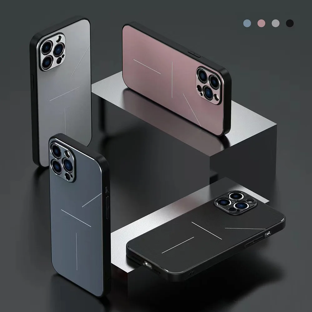 

Luxury Aluminum Back Cover Metal Silicone Frame Case For iPhone 13 12 11 Pro Max 13 Mini Lens Protection Shockproof Phone Cover