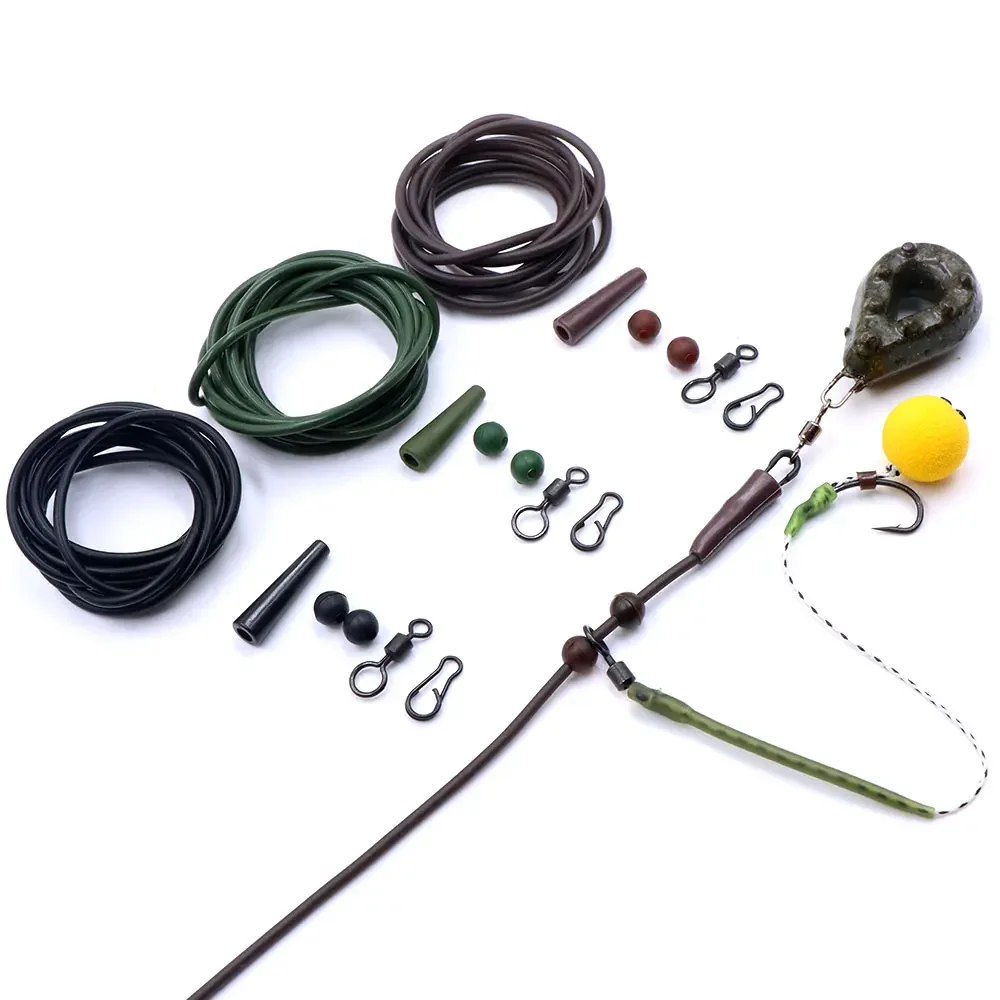 

2pcs Carp Fishing Accessories Kit Helicopter Fishing Rig Silicone Tube Tail Rubber Fishing Connector Swivel For Carp Fish Tackle