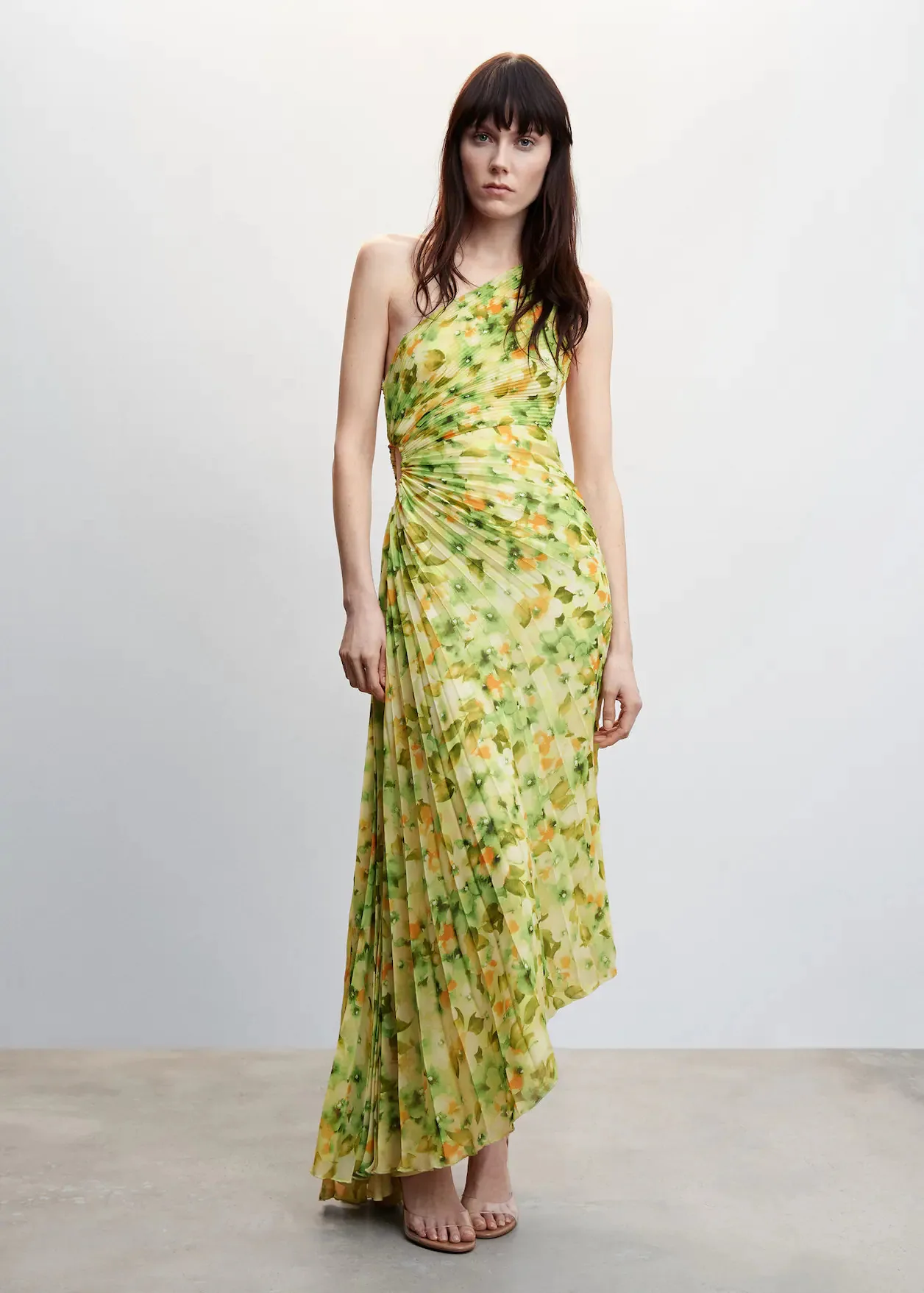 

Summer Sleeveless One Shoulder Diagonal Collar Pleated Asymmetrical Long Maxi Dress 2023 Elegant Night Club Clothes