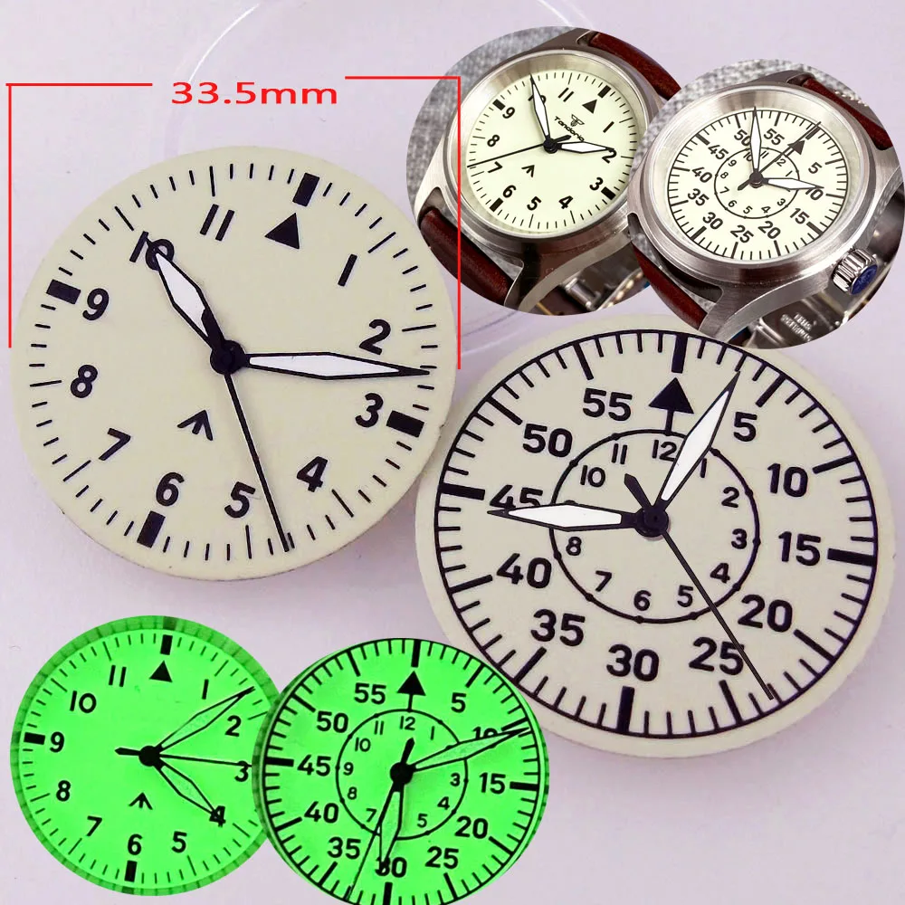 

Luminous 29mm/33.5mm Vintage White Diver Pilot Watch Dial Face for NH35 NH36 NH37 NH38 NH39 Movement Luminous Hand for Watch Mod