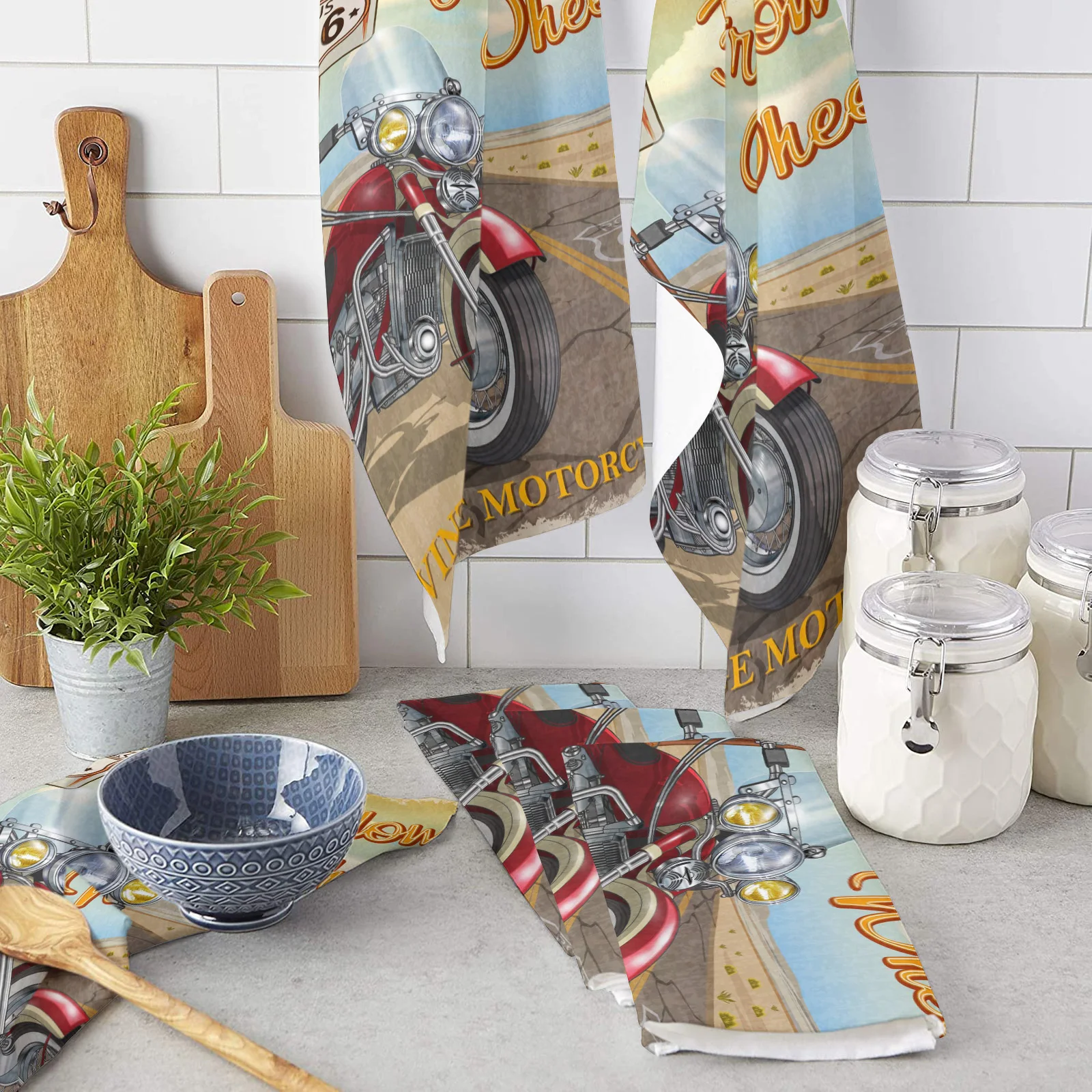 

Кухонное полотенце из микрофибры в стиле ретро для мотоцикла