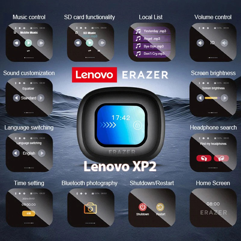 Наушники Lenovo Erazer XP2 Bluetooth 5,4 OWS Спортивные беспроводные наушники Lenovo Наушники Цветной экран Сенсорная поддержка TF-карты (art.: 3920c91efb058) - 3920c91efb058