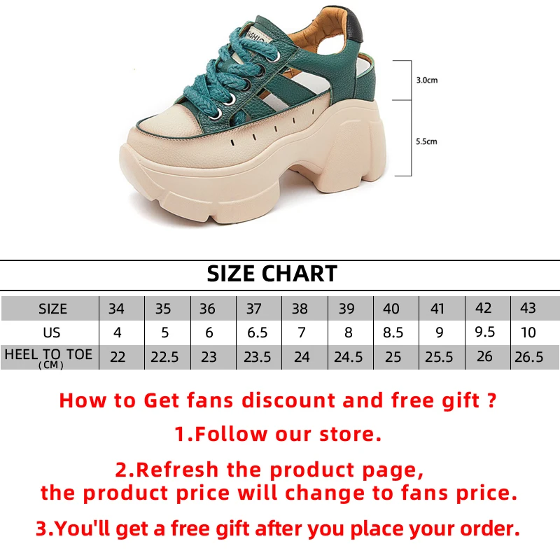 8.5cm Chunky Sneakers Genuine Leather Slides Summer Ankle Vulcanize Hollow Women Platform Sandals Wedge Breathable Female Shoes