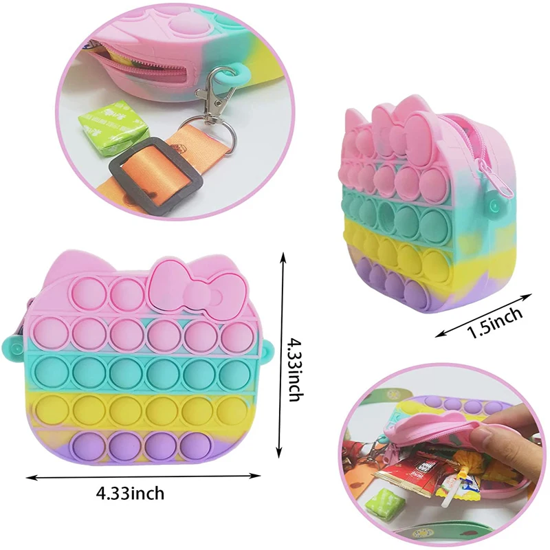 Pop It Shoulder Bag Fidget Toy for Girls Simple Sensory Silicone Crossbody BagSimple Sensory Silicone Crossbody Bag for Kids enlarge