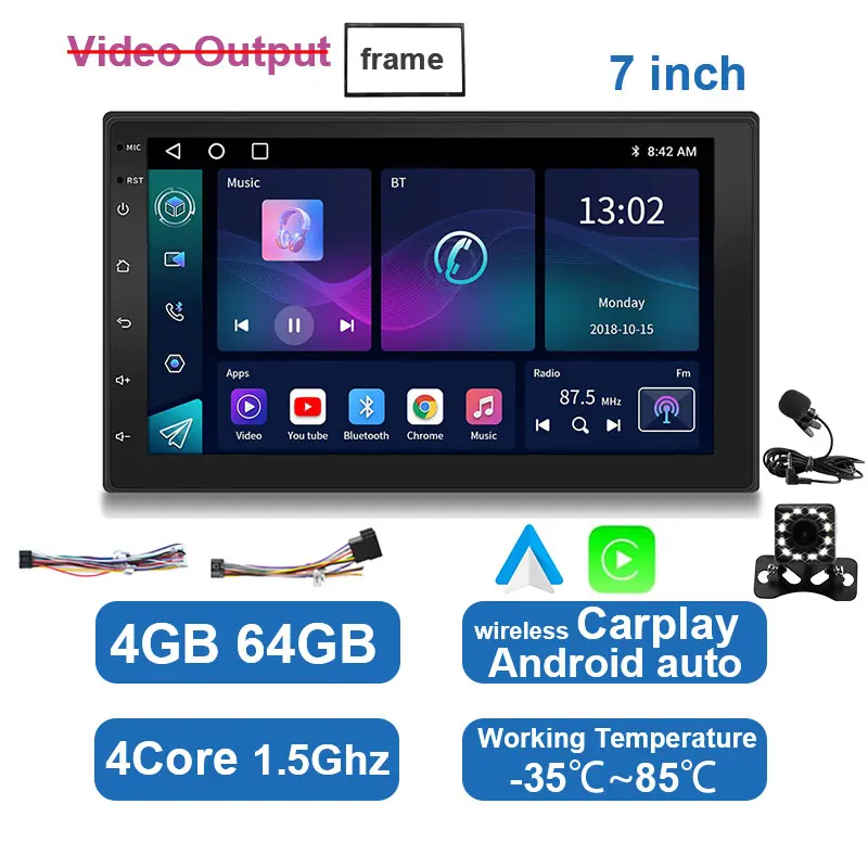 

ESSGOO 2 Din Автомобильный радиоприемник Carplay Android Auto 7 9 10 дюймов 4G 64G Универсальный мультимедийный плеер DSP FM RDS AHD GPS WIFI Авторадио