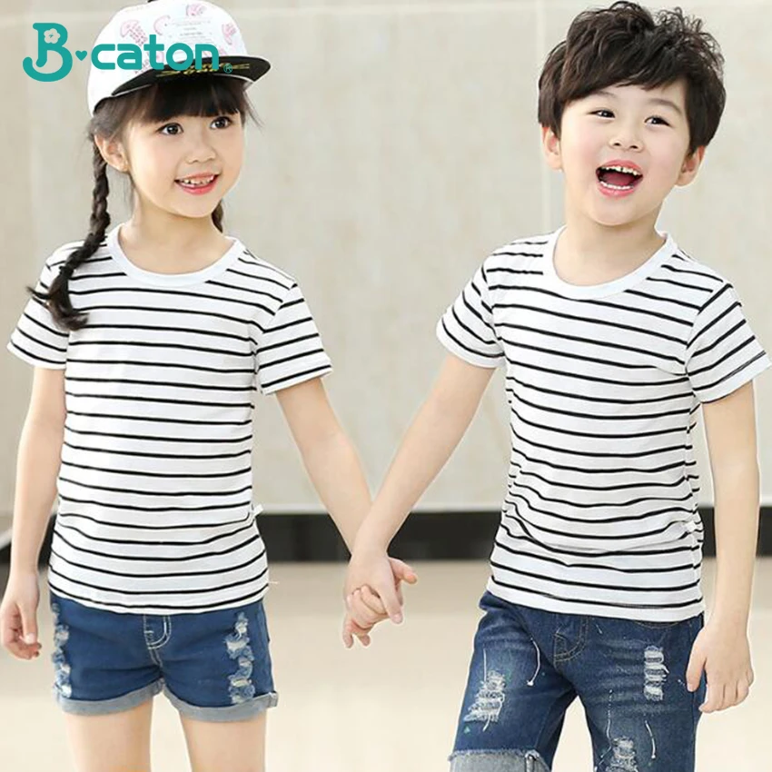 

Children's Short Sleeve T-Shirt Cotton Summer Clothes Baby Cartoon Rainbow Stripe Children T-Shirt Tee Toddler Outfit Sweatshirt