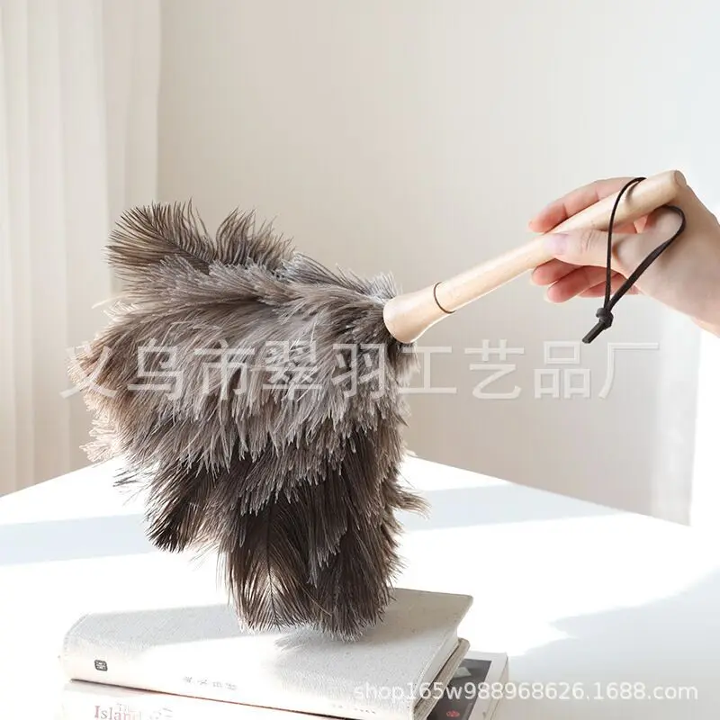 

1Pcs Ostrich Feather Fur Brush Duster Anti Static Dust Removal Dusters Brush Dust Cleaning Tool Wooden Handle Home Cleaning Tool