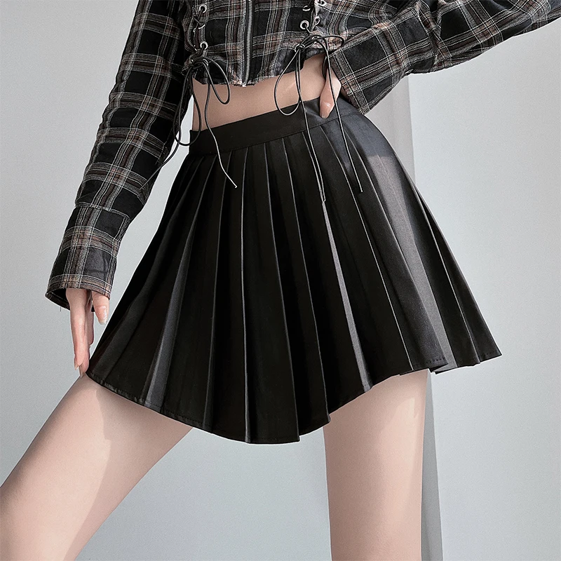 

Women Y2k Clothes Irregular Pleated High Waist Collage Tennis Mini White Black Etekler Skirt