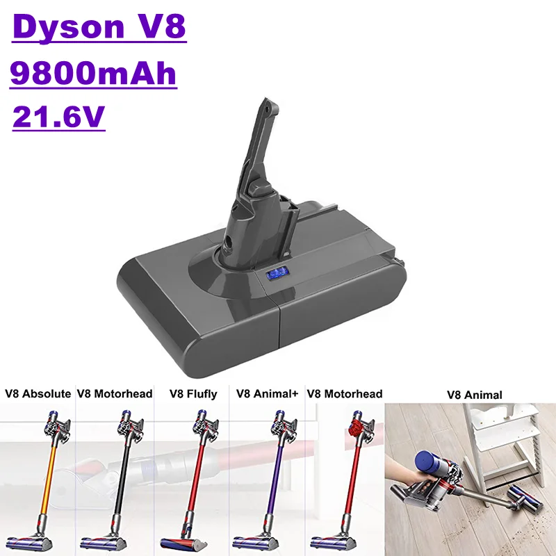 

V8 series hand-held vacuum cleaner replacement battery, 21.6v,12800mah/9800mah/6800mah,for Dyson V8 absolute Dyson V8 battery V8