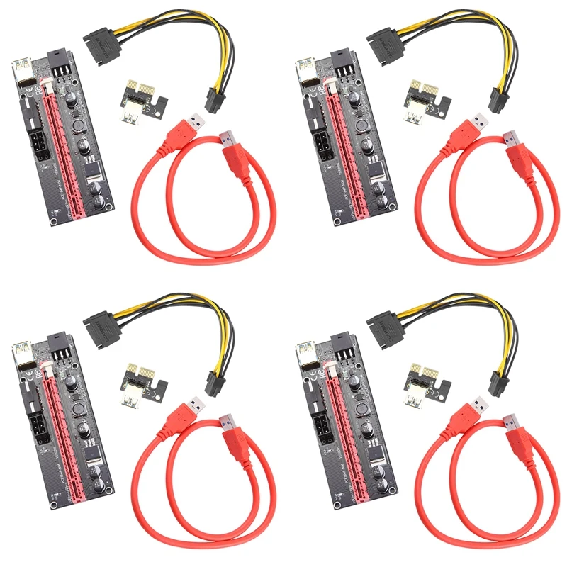4X 60Cm Ver009s Pci-E Riser Card Pcie 1X To 16X Usb 3.0 Data Cable Bitcoin Mining