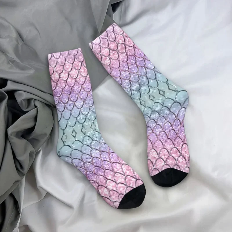 

Осенне-зимние сумасшедшие дизайнерские носки унисекс в виде чешуи русалки для девочек с единорогом блестящие носки нескользящие носки для скейтборда