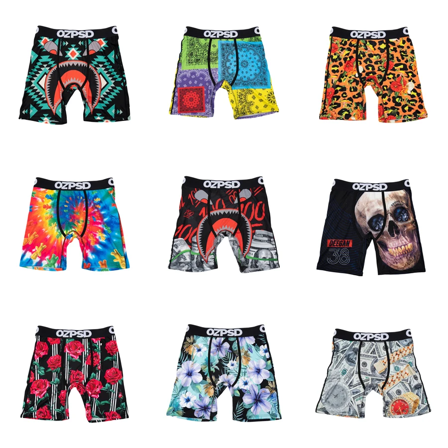 OZPSD Мужские Бесшовные Сексуальные Шорты-боксеры Дышащие Трусы С Принтом Удобное