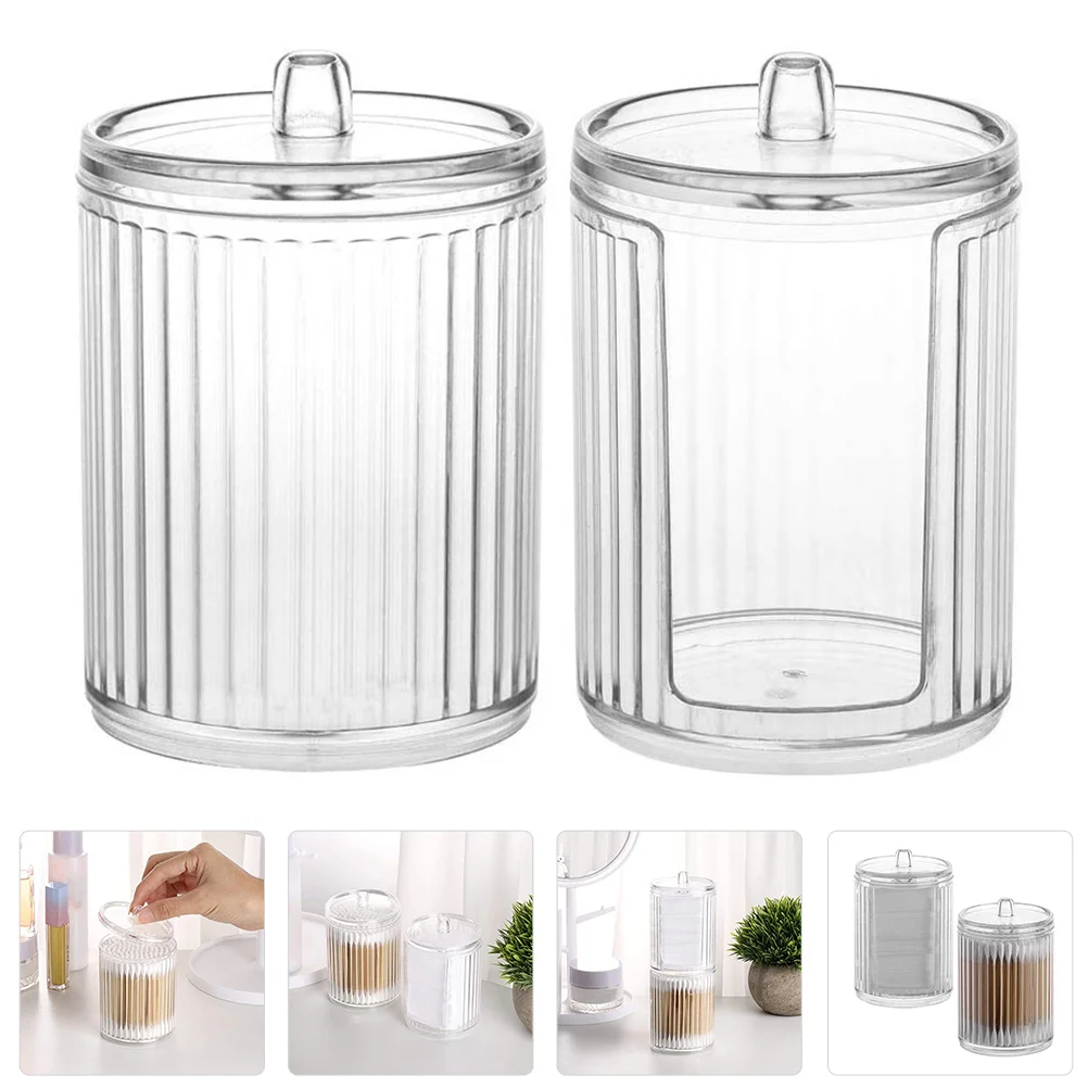 

Cotton Holder Pad Container Organizer Swab Acrylic Storage Makeup Box Qtip Jar Q Bathroom Lidtips Round Jars Facial Pads