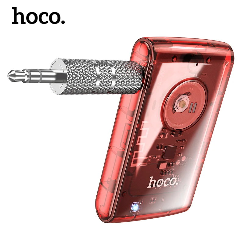 

HOCO Transparent 3.5mm Car AUX Bluetooth 5.0 Mic Receiver Handfree Adapter in Car For Music Audio Headphone Transmitter Receiver