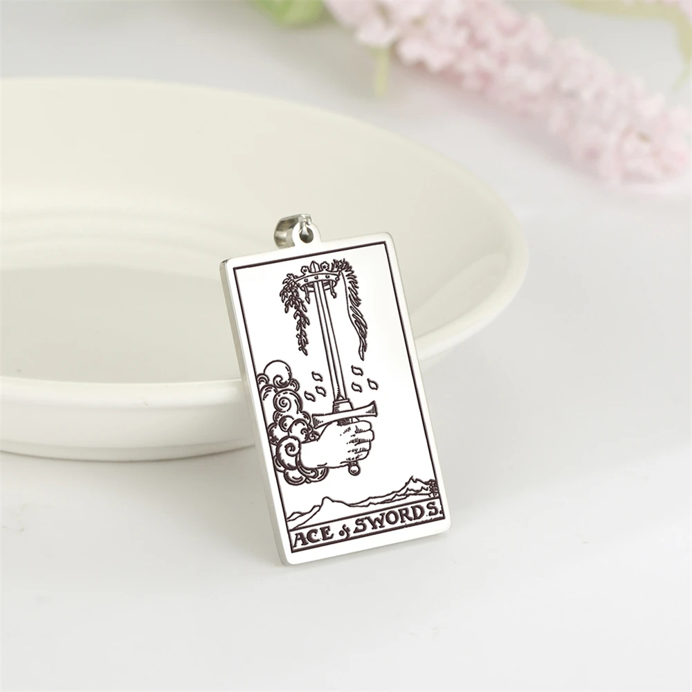 

Stainless Steel Ace Of Swords Tarot Charms For Jewelry Making Wholesale Diy Necklace Keychains Amulet Pendants Accessories