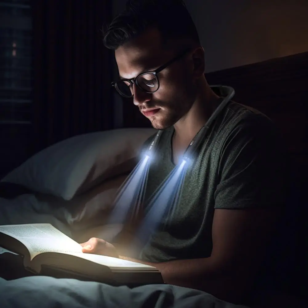 

Hands Free Neck Light Rechargeable Led Neck Reading Light Flexible Arm Dimmable Non-glaring Hands-free Lamp Book Reading Light