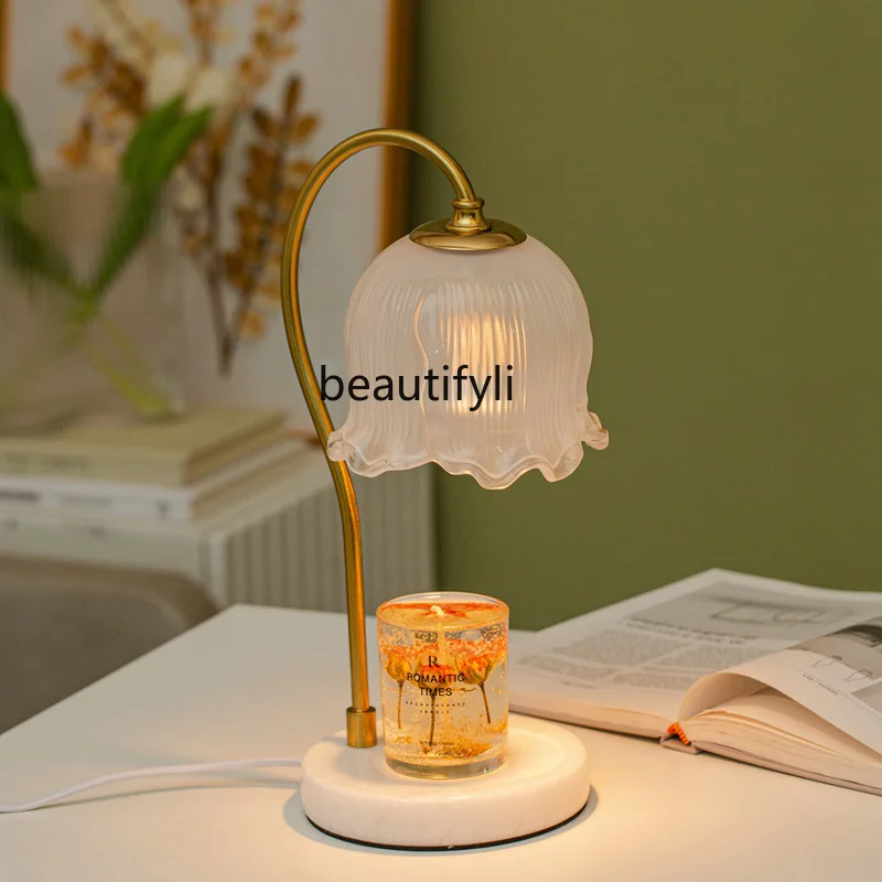 

zqLamp Marble Candle Melting Lamp Retro Early Snow White Smoke-Free Temperature Adjustment Small Night Lamp