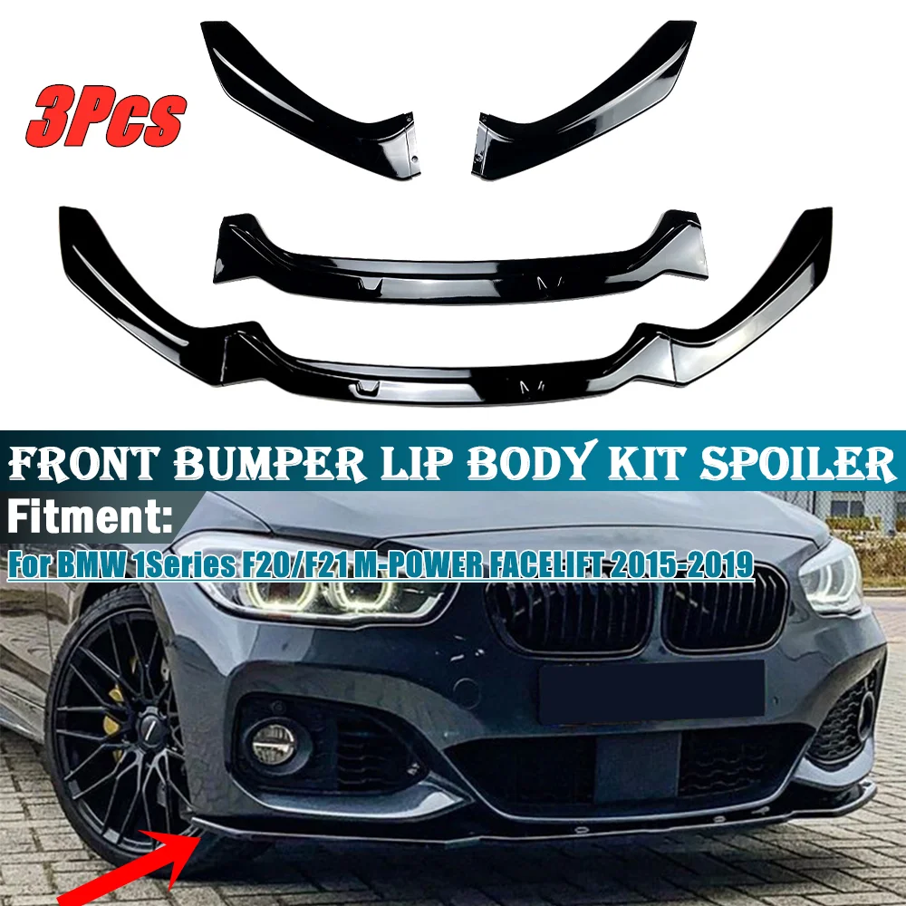 

3PCS Car Front Bumper Splitter Lip Spoiler Diffuser Protector Cover Trim For BMW 1 Series F20 F21 M-Power Facelift 2015-2019