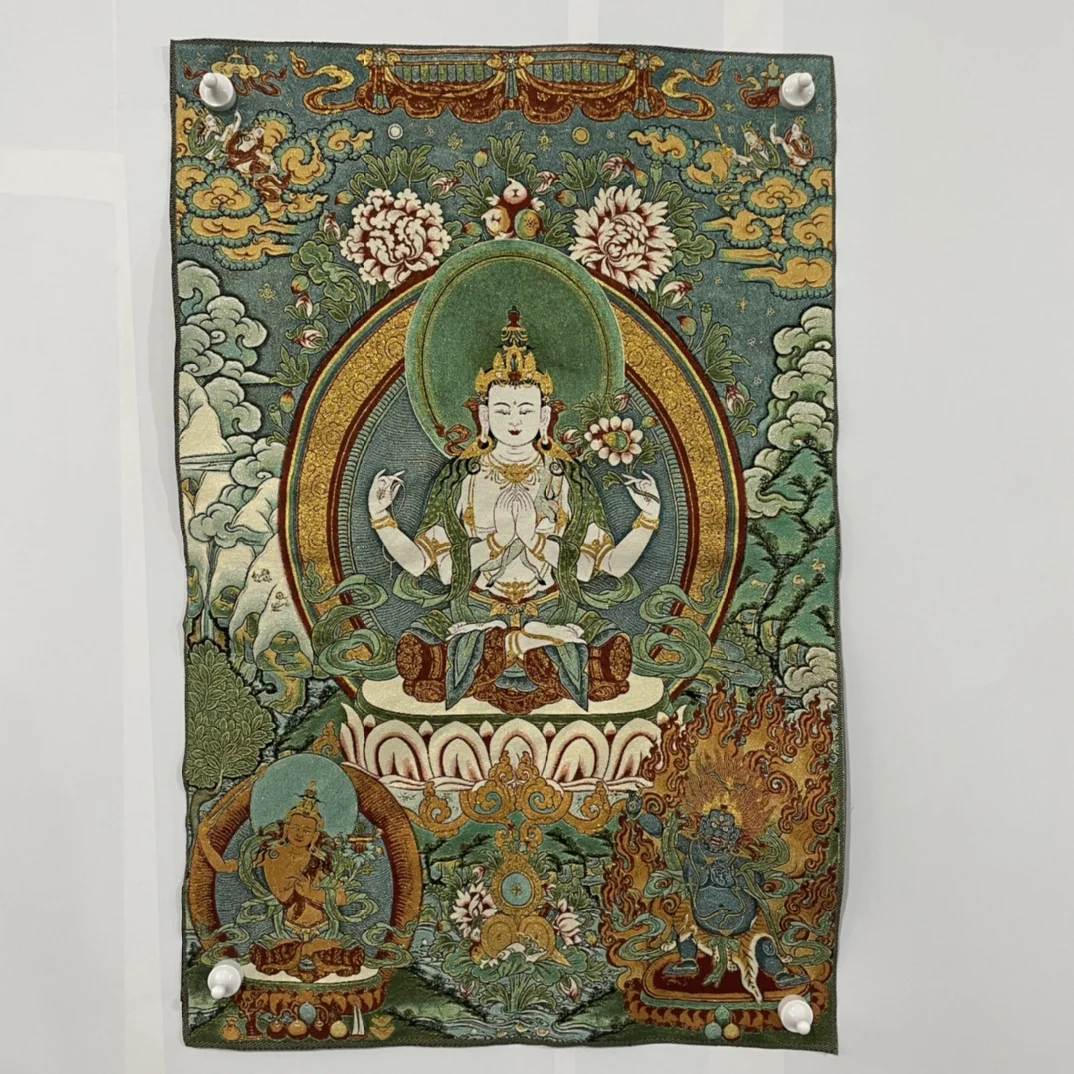 

Шелковая вышивка Thangka, фэншуй, богатство «Будда Бодхисаттва», роспись, ручная работа, домашнее украшение, #5
