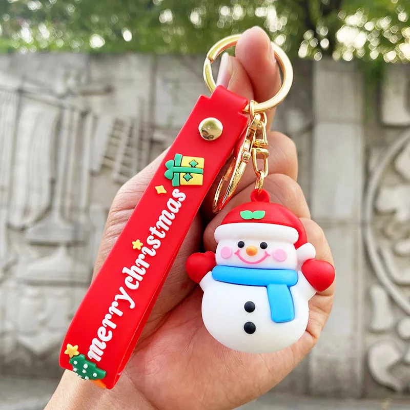 

Merry Christmas Santa Claus Tree Keychain Key Ring for Women Kids Xmas Resin Snowmand Deer Sock Gloves Bell Crutch Jewelry Gifts