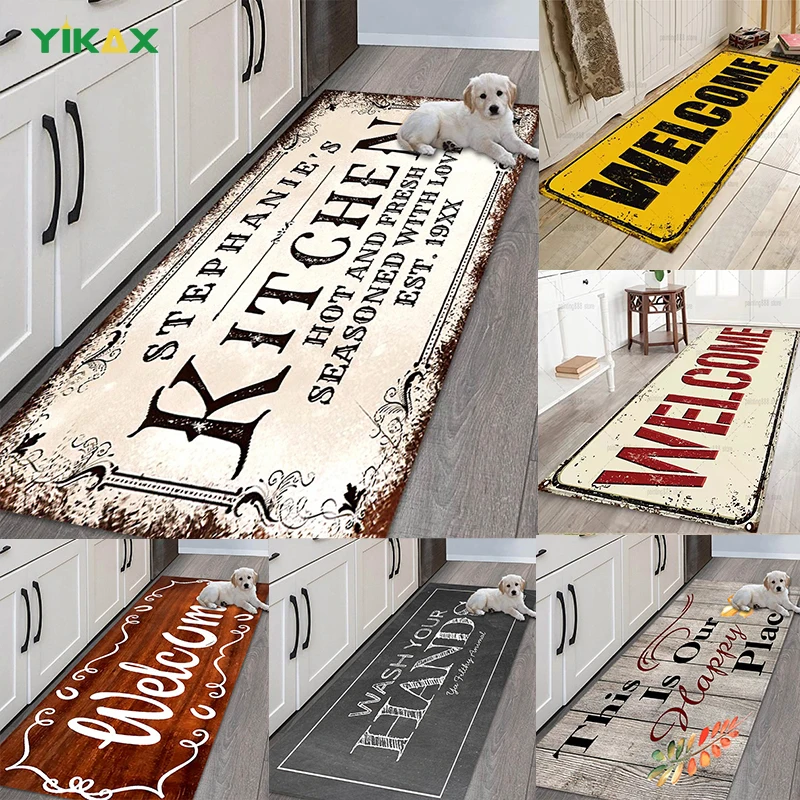 

Welcome Washable Kitchen Felt Mat Floor Funny Entrance Door Doormat 3D Carpet for Bedroom Bath Rug Bathroom Mats Set Rugs Baths