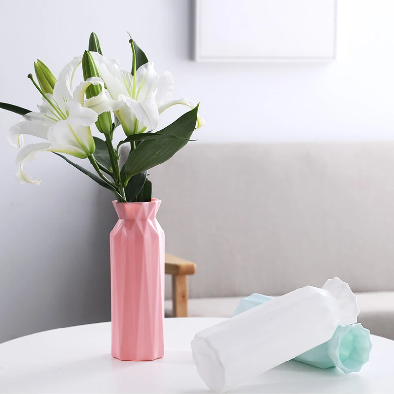 

Nordic Home Decor Flower Vase Living Room Decor Ornaments Modern Origami Plastic Vases Pot Flower Arrangements Home Accessories