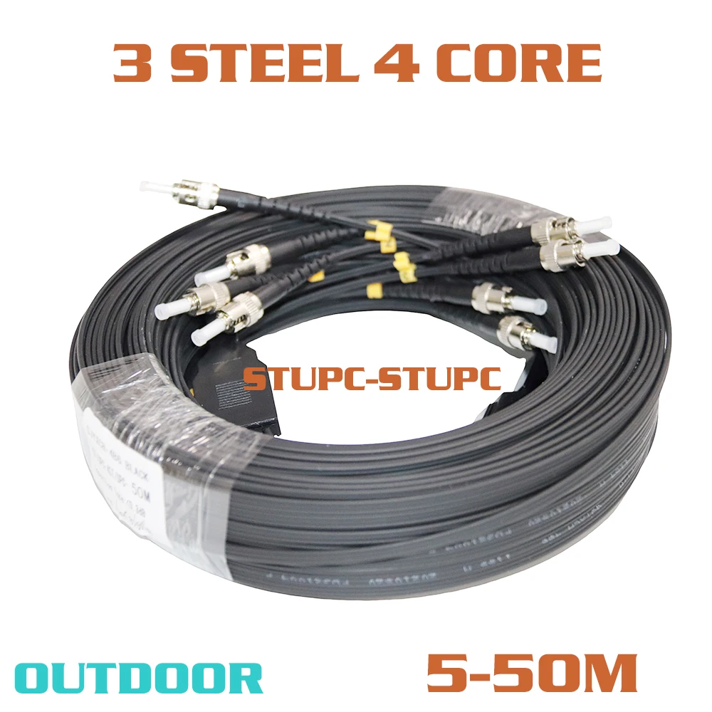 

Outdoor 4 Core FTTH Fiber GJYXCH G657A1 STUPC to STUPC 5-50m Single Mode 3 Steel Fiber Optic Drop Cable