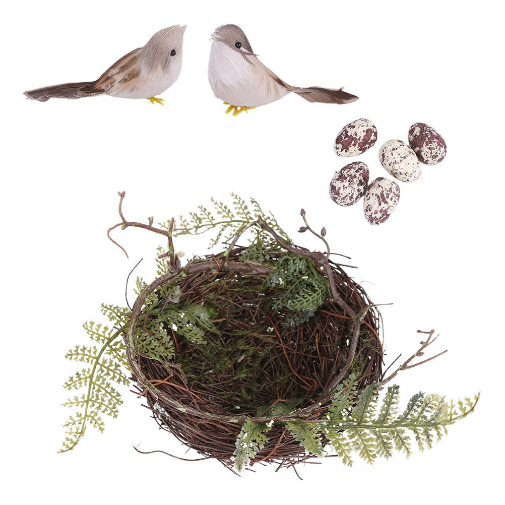

Птичье гнездо, украшения для свадебной церемонии, птичье гнездо для разведения, искусственный Плетеный вручную Домик из ротанга, реквизит для фотосъемки