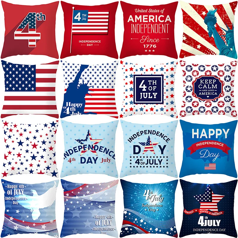 

2022 Independence Day Pillowcase Heroes US Pillow Case Red United States Sofa Office Living Room Decoration America Cushions