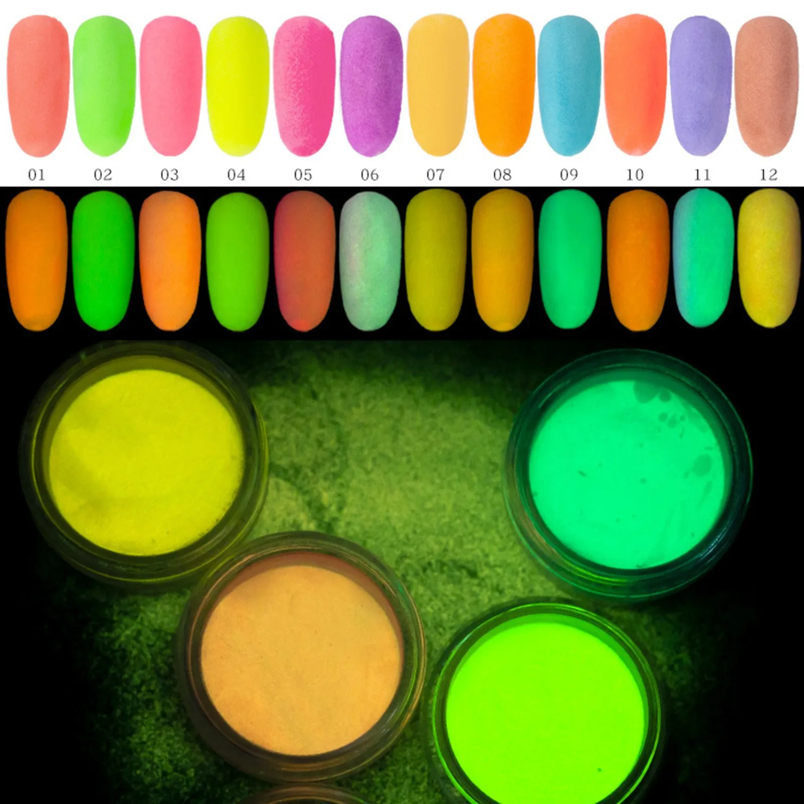Кисть для ногтей Клей Dip-пудры жидкости 12 цветов светящаяся пудра светящийся