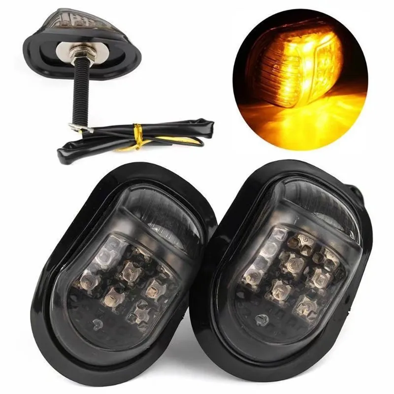 

12V Yellow Lighting Motorbike Indicators Blinker 9 LED Motorcycle A Pair Light Flasher Turn Signal Light