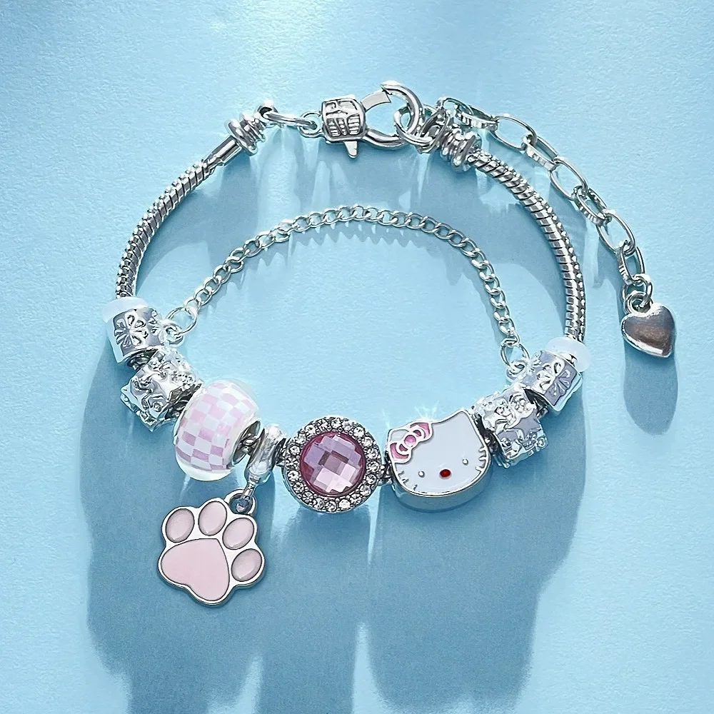 Sanrio мультфильм Hello Kitty розовый кастрюля семейный браслет милое украшение для рук