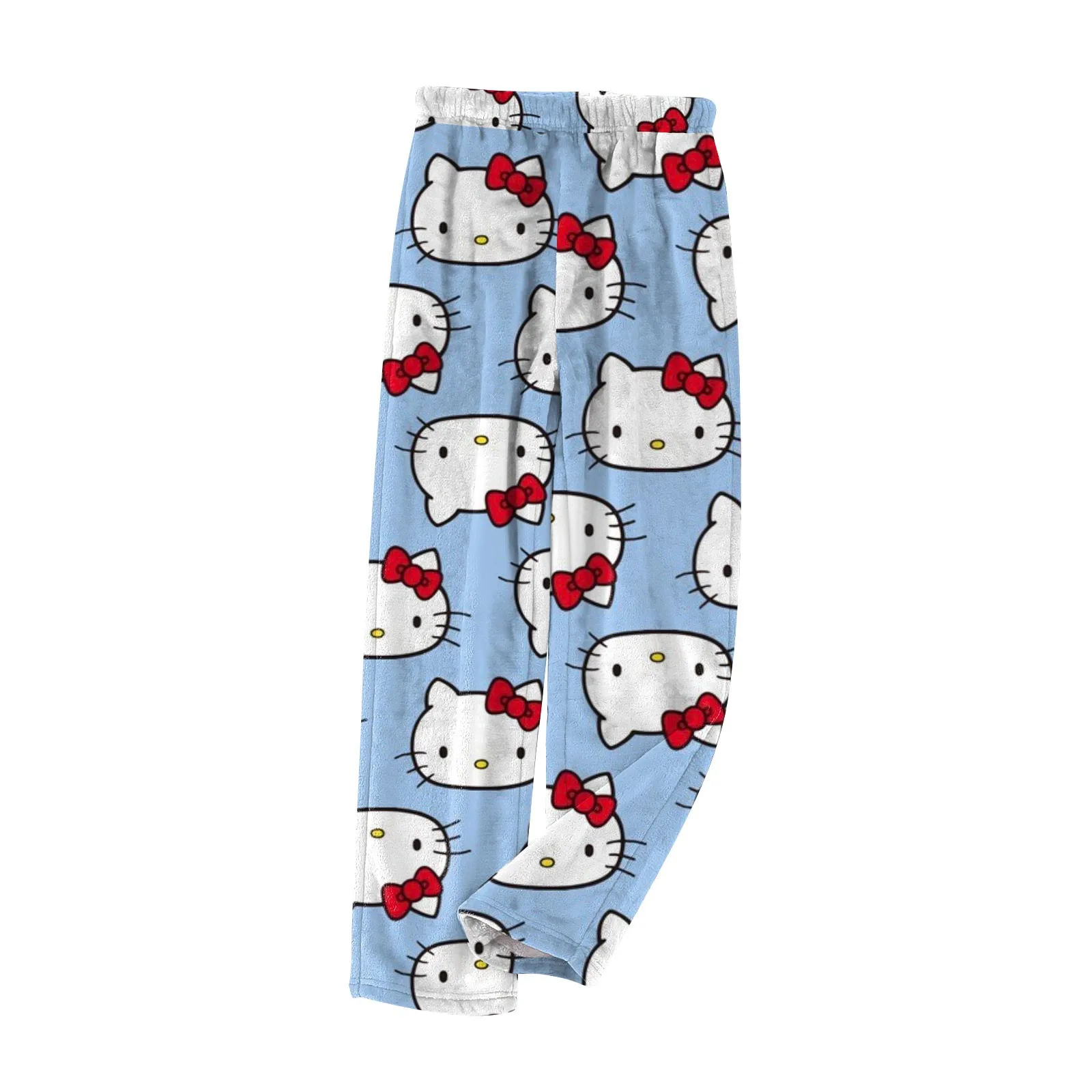 Sanrio аниме Хэллоуин Hello Kitty Y2K фланелевые пижамные штаны домашние теплые