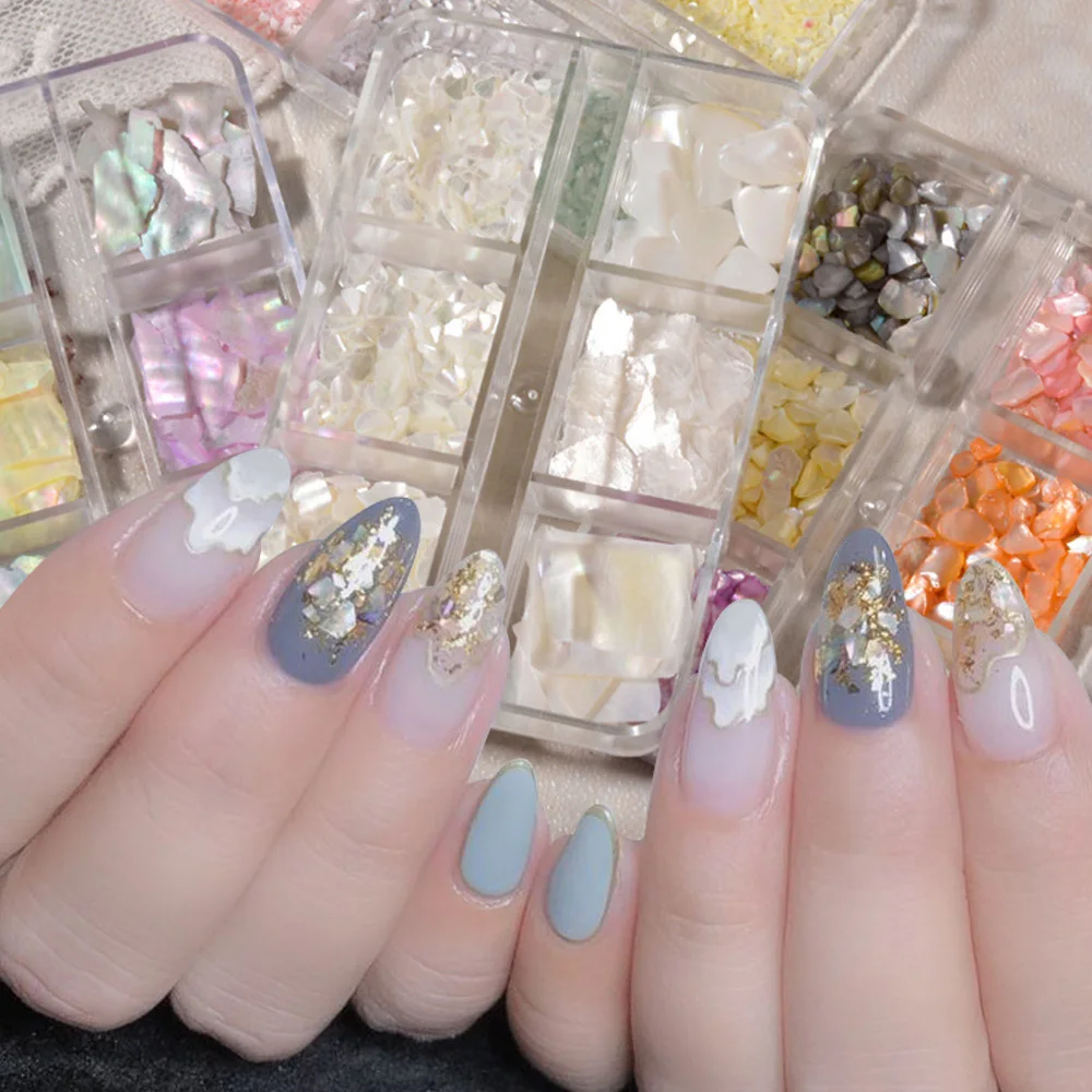 

Aurora Colorful Natural Shell Fragment Nail Art Decorations Abalone Slices Manicure Accessories DIY Nail Irregular Ornaments