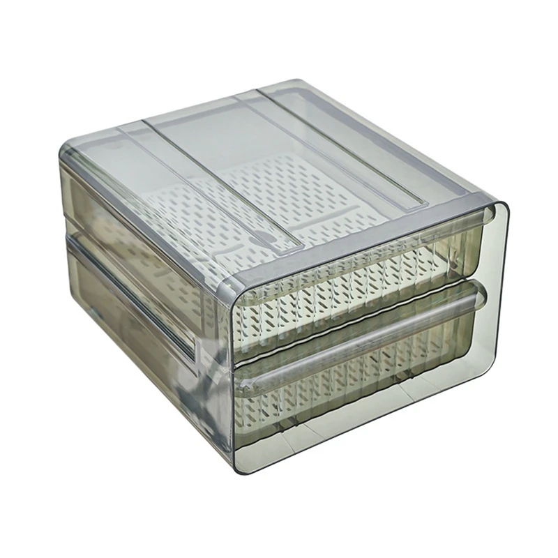 

Double-Layer Egg Box PET Transparent Kitchen Refrigerator Organizadores Crisper Plastic Household Drawer Egg Box