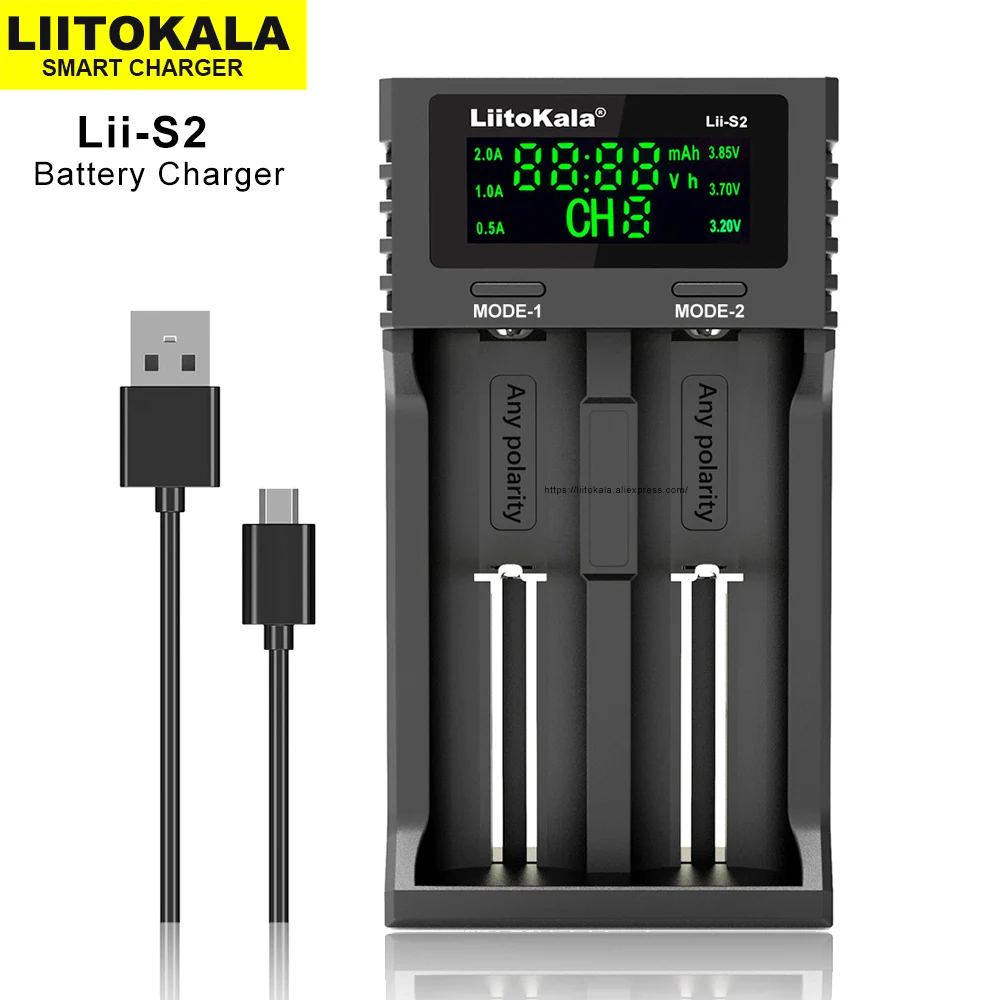 

Liitokala Lii-S2 LCD 18650 Charger for 3.7V 18350 18500 16340 21700 20700 14500 26650 1.2V AA AAA NiMH Li-ion Battery