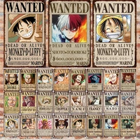 wanted plaque vintage metal tin signs home bar pub decorative plate one piece posters wall art iron painting anime fans gift