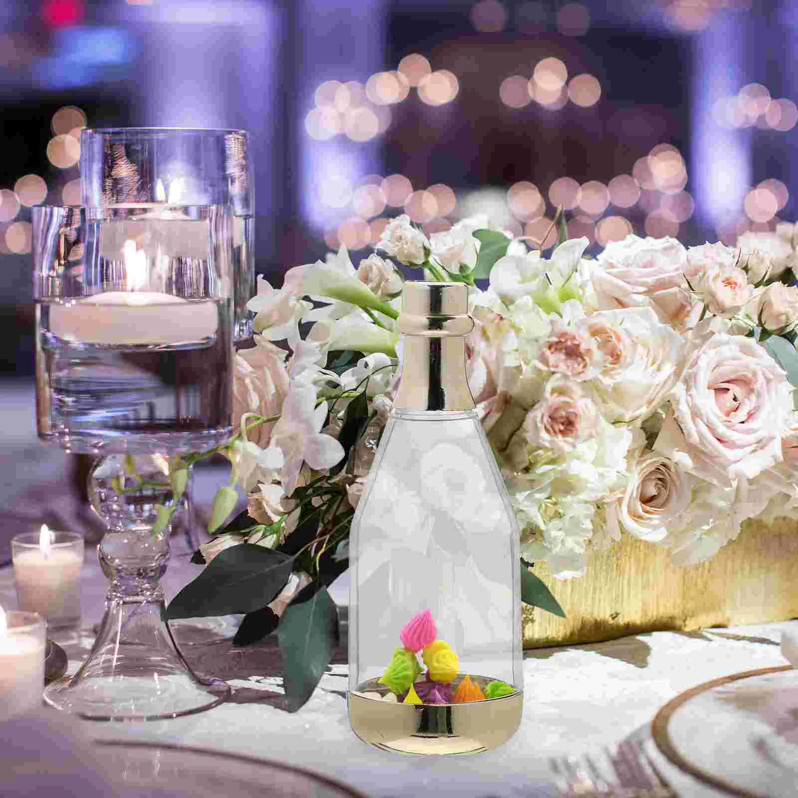

12 Pcs Wedding Champagne Bottle Clear Gift Box Wedding Favors Bottle Mini Honey Jars Cajitas De Para