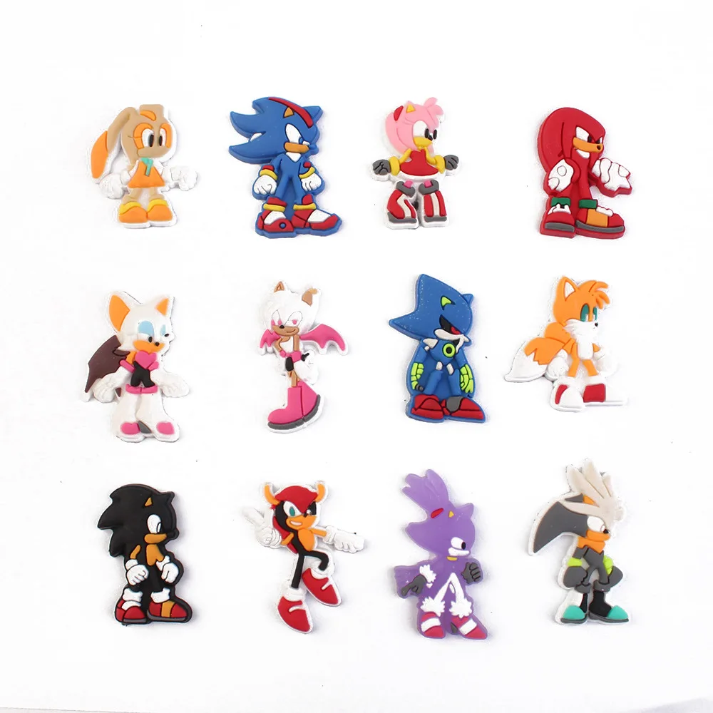 

1pcs Single Sale Sonic PVC Shoe Buckle Croc Charms PVC Shoe Decorations Clogs Charms Accessories Wholesale Kids Boys X-mas Gifts