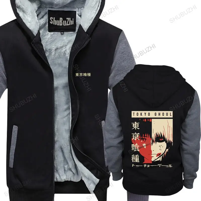 

men hoodies winter Tokyo Ghoul Anime Manga jacket Funimation Kaneki Ken Cartoon Nice Loose cotton fleece jacket for man