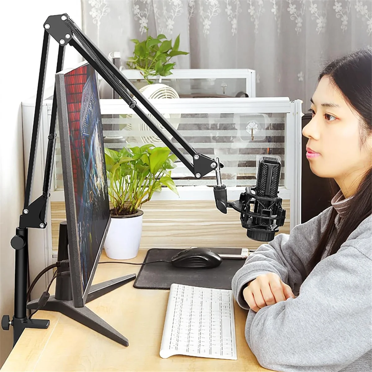 Microphone Boom Arm Extension Tube Mic Stand Riser for Suspension Scissor Holder