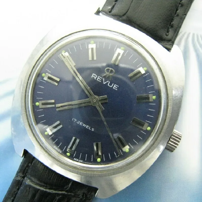 

Tibetan blue dial Swiss minority REVUE vintage watch eta 2750