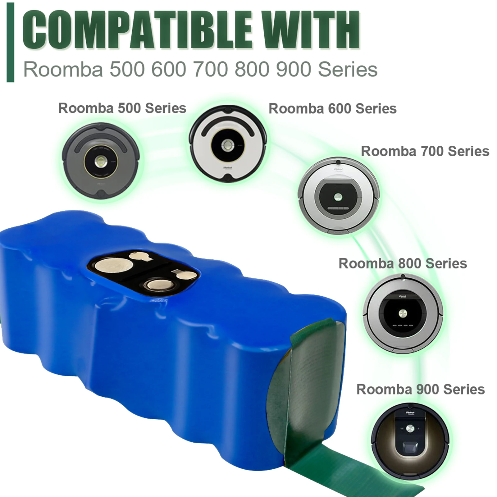 Для iRobot Roomba 500 Сменный аккумулятор 5000 мАч Li-ion 600 700 800 510 530 550 560 580 620 760 14 4 В для