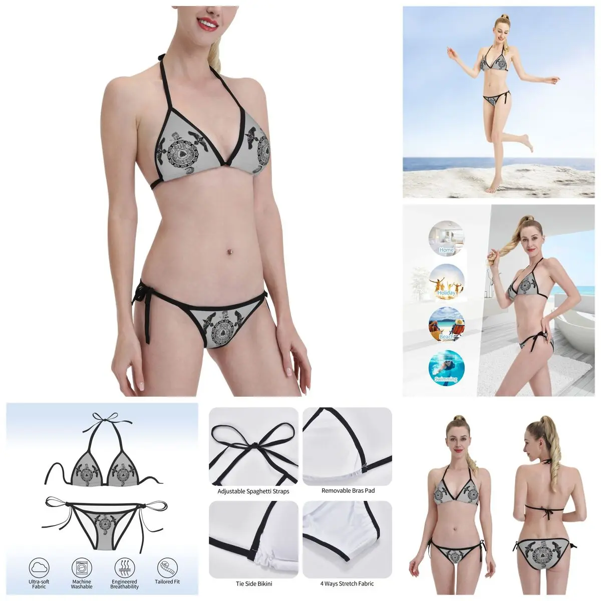 

Бикини в стиле аниме Викинг один S Ravens Vikings, сексуальное треугольное бикини с принтом, высококачественные стринги, винтажный купальник, пляж...