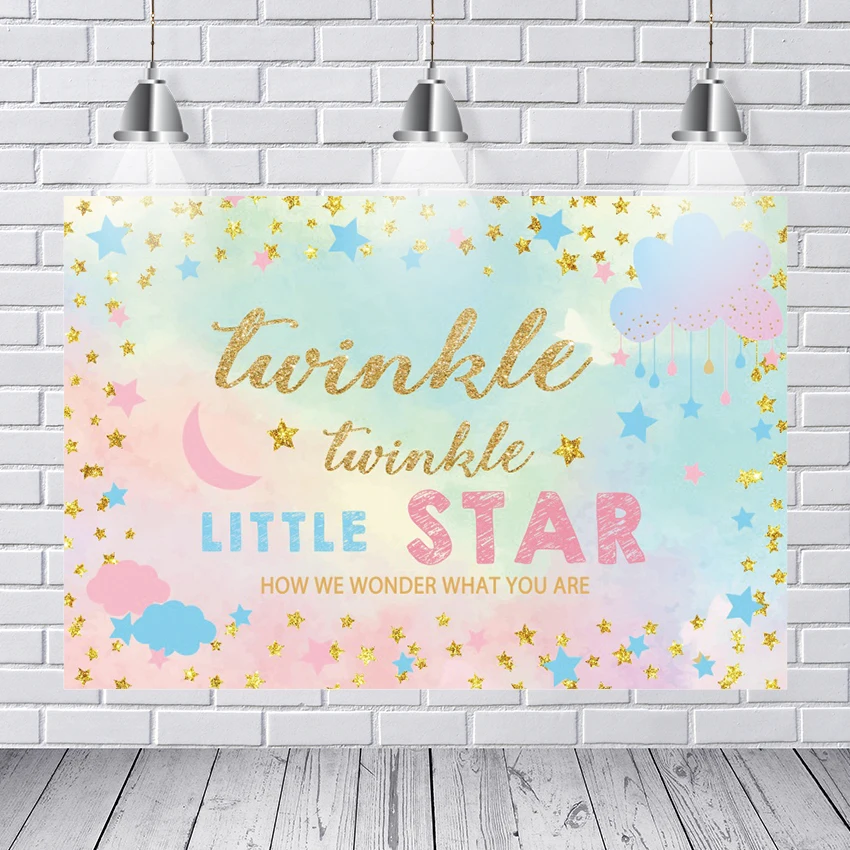 

Newborn Twinkle Little Star Portrait Backdrop Photo Shoot Baby Birthday Art Background Studio Starry Sky Moon Cloud Photography