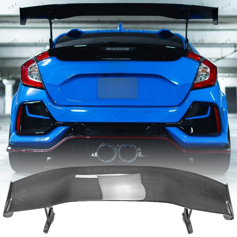 Фото Для Honda Civic FK4 FK7 FK8 TypR 5-дверный хэтчбек 2016-2021 Высококачественный спойлер из настоящего углеродного волокна на заднее крыло автомобиля, багажник, губа №1