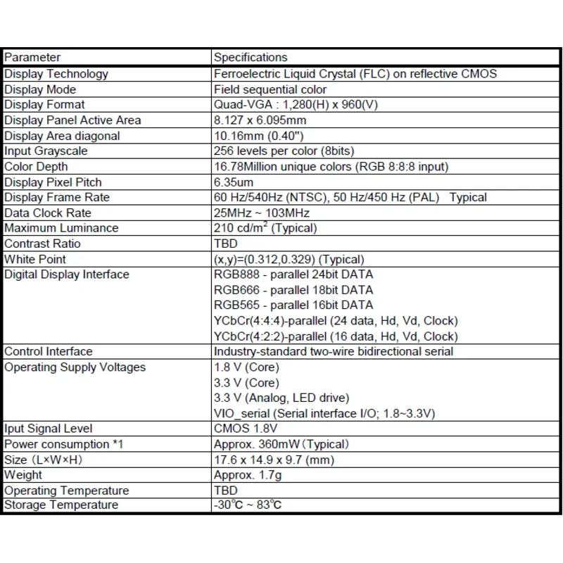 HD Микродисплей 1280X960 Тепловизор Дисплей ночного видения AR VR медицинского