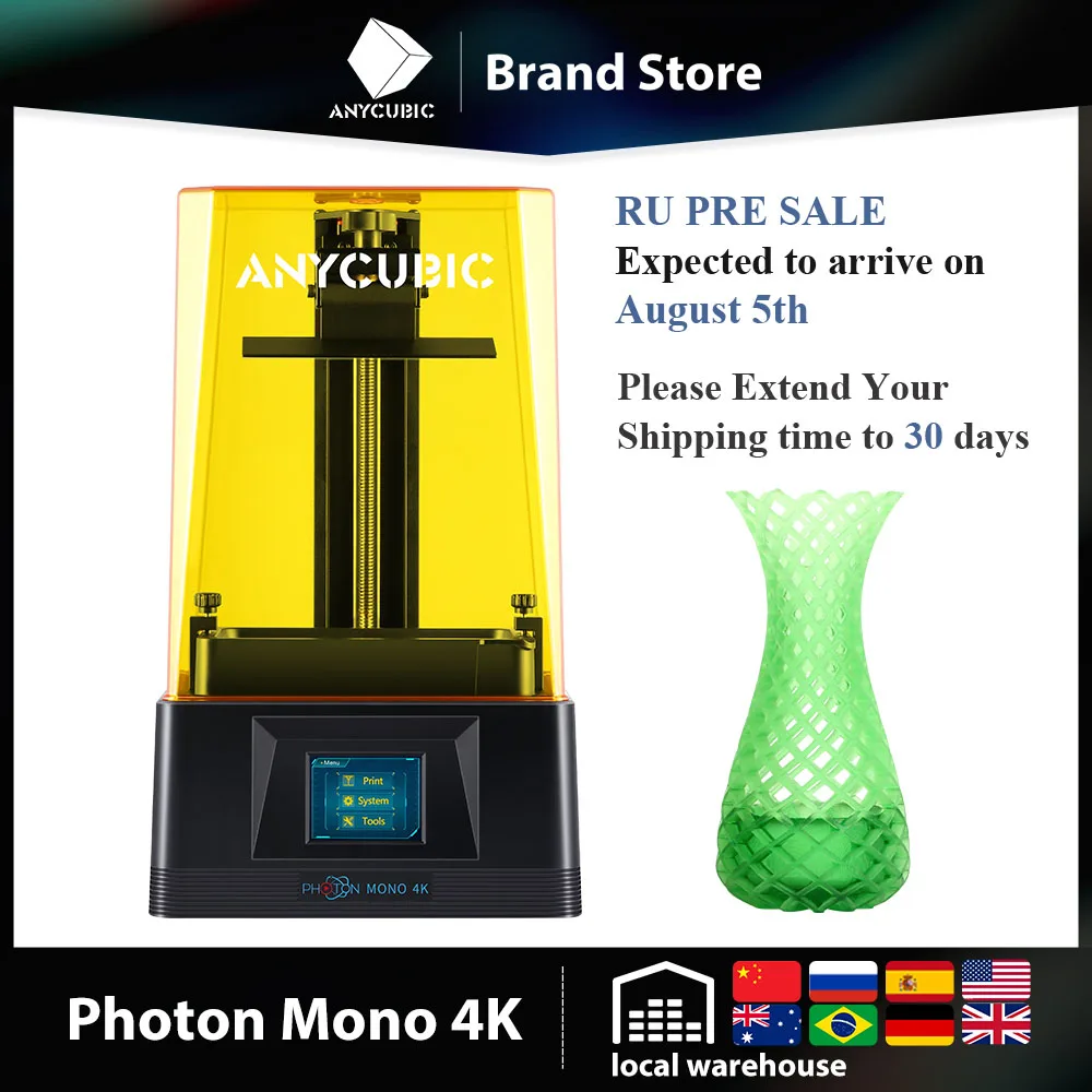 ANYCUBIC Photon Mono 4K новый обновленный высокоскоростной SLA LCD УФ-Полимер 3D принтер с
